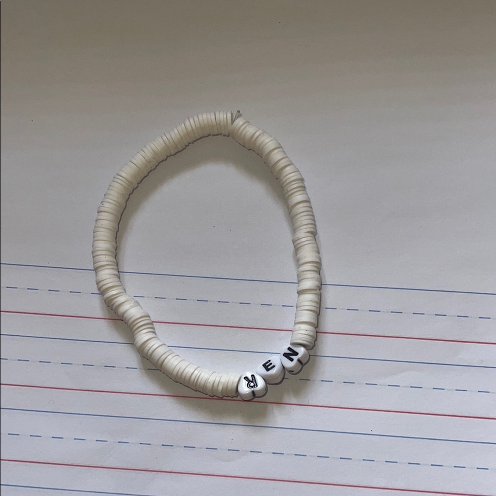White Beaded Bracelet with Letter Beads